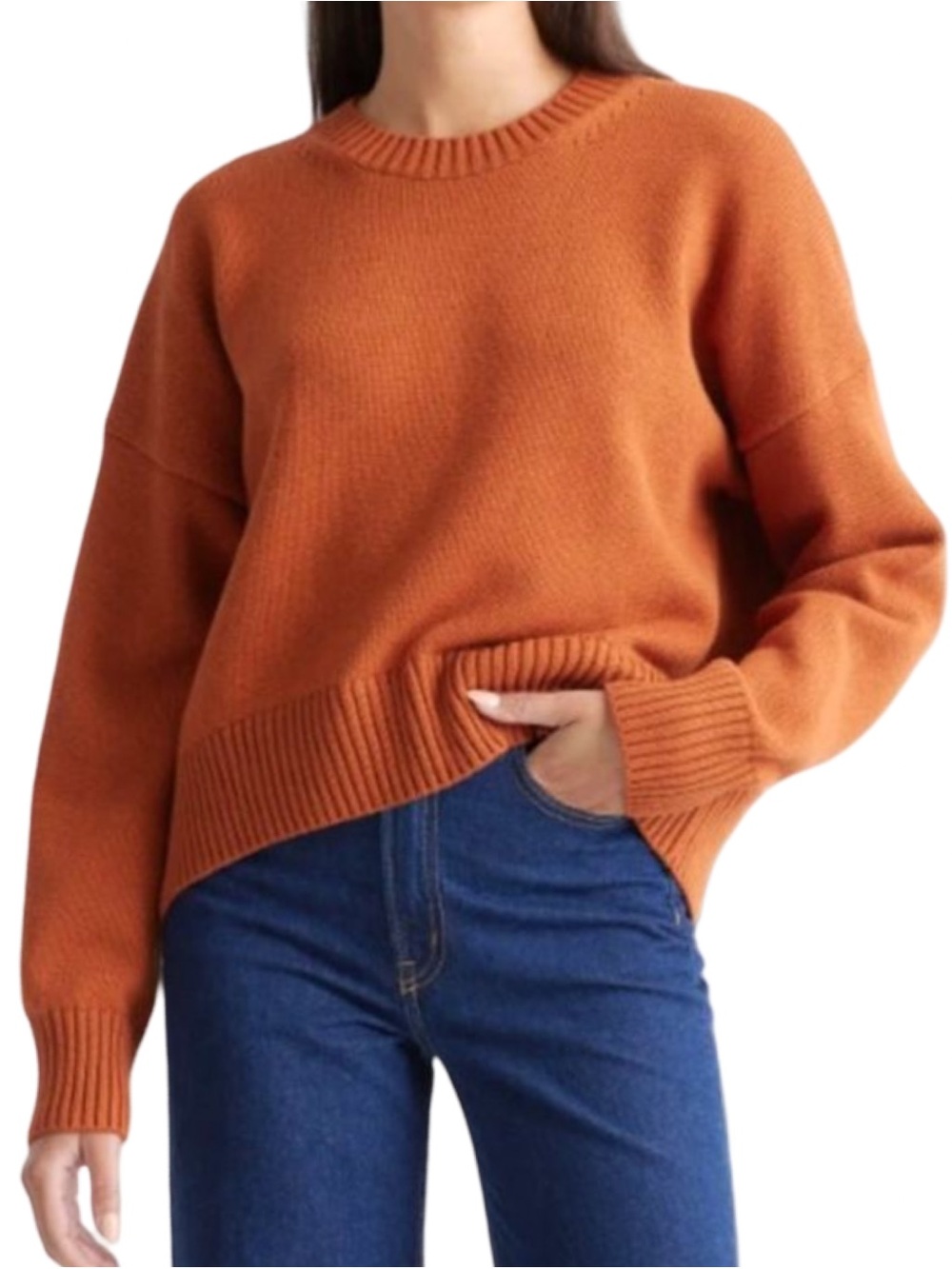 Quince Women’s 100% Organic Cotton Boyfriend Crew Sweater Rust Size XS Classic